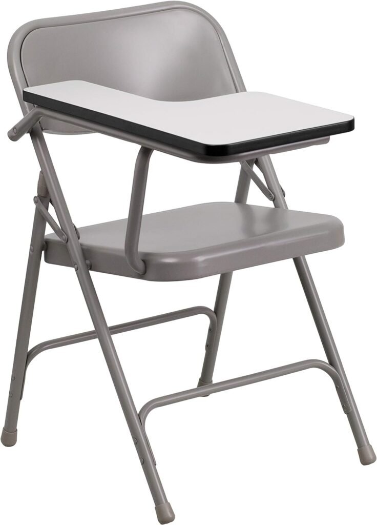 Flash Furniture Ralph Premium Steel Folding Chair with Right Handed Tablet Arm