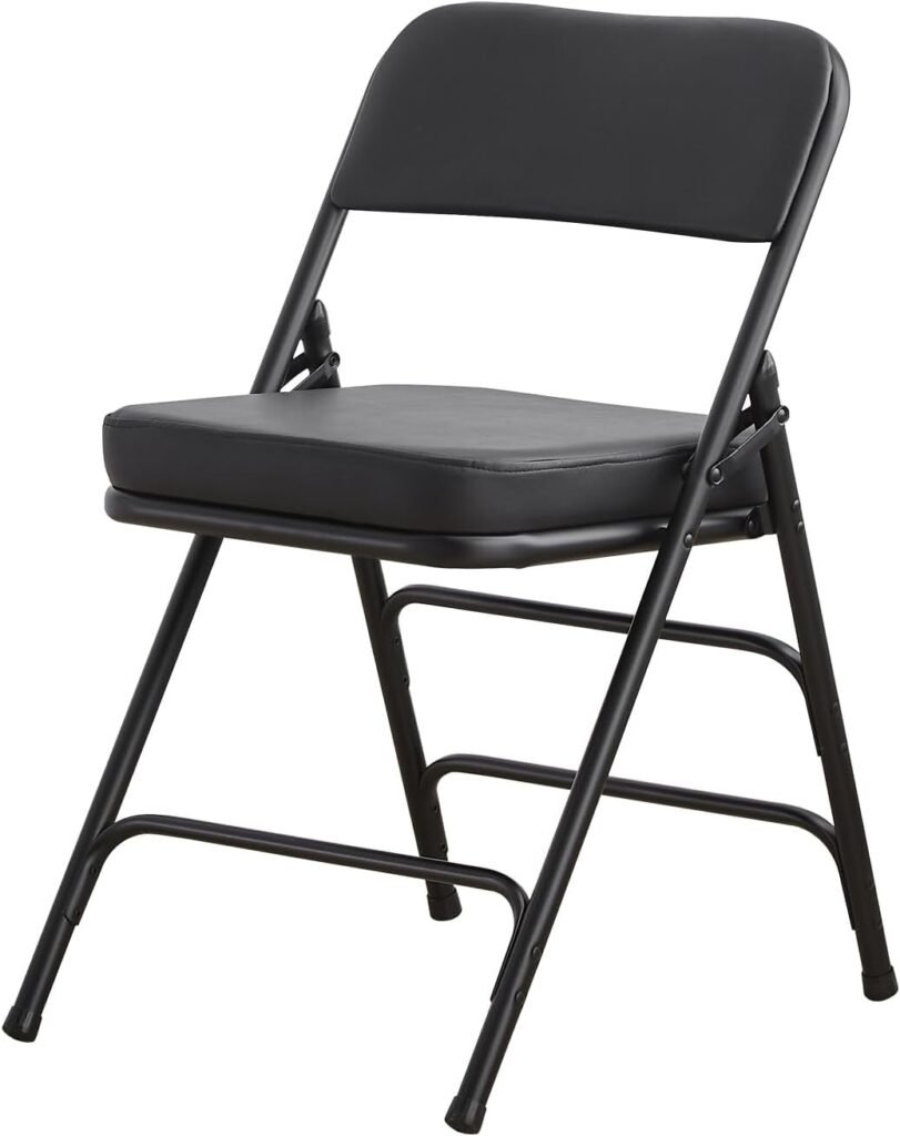 KAIHAOWIN Folding Chairs Ultra Thick Padded Foldable Chair Indoor Comfortable Metal Chairs with Super Soft Cushion Black