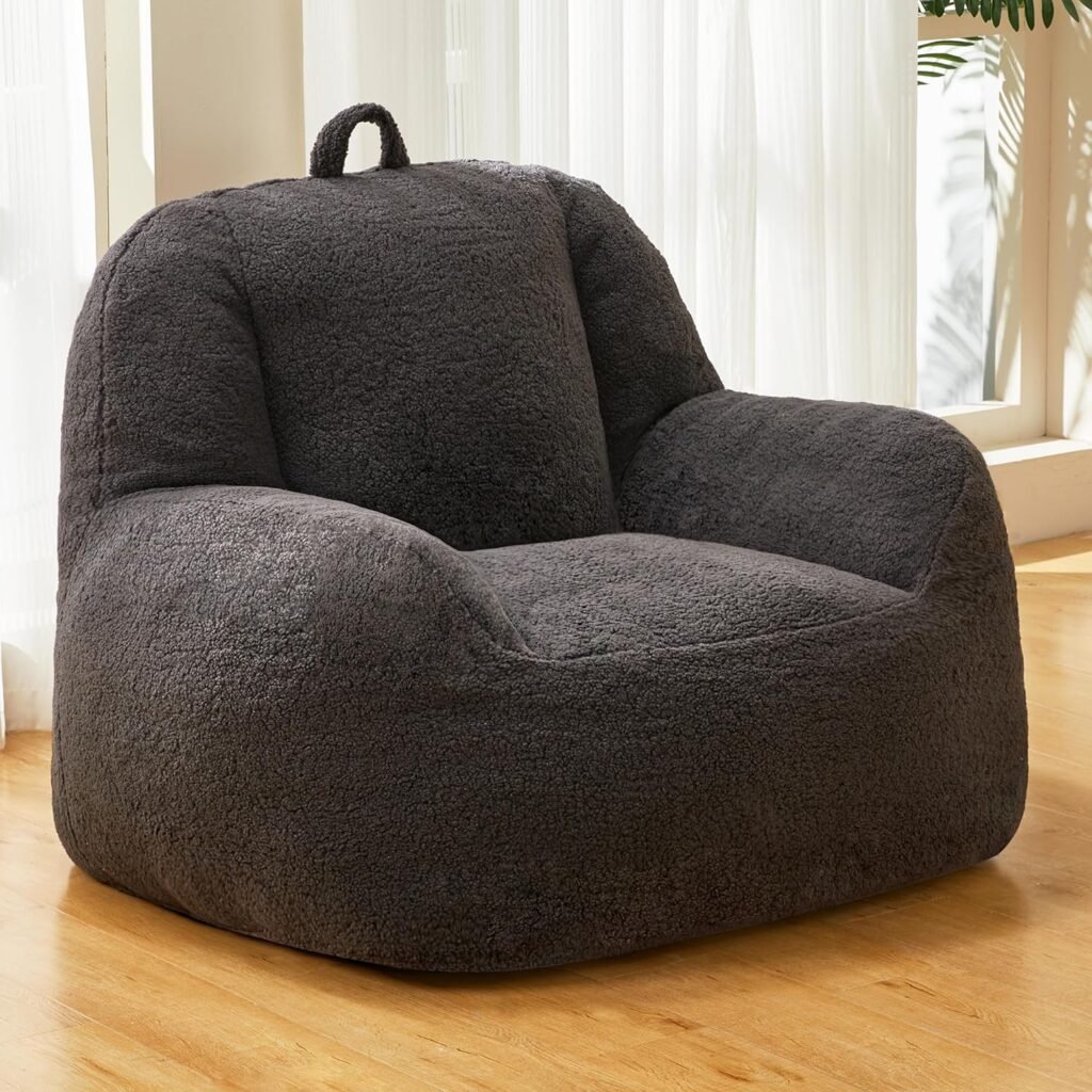 Homguava Bean Bag Chair Sherpa Bean Bag Lazy Sofa Beanbag Chairs for Adults, Teens with High Density Foam Filling Modern Accent Chairs Comfy Chairs for Living Room, Bedrooms