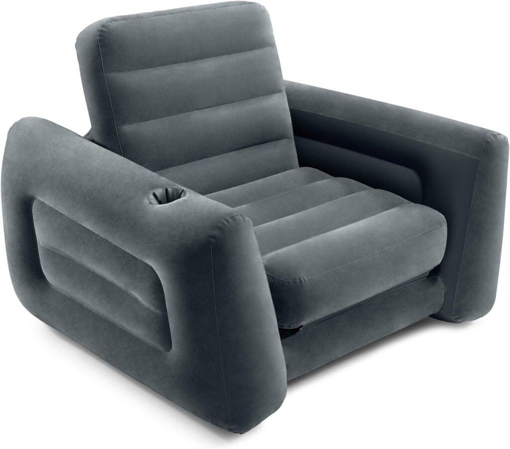 Intex 66551EP Inflatable Pull-Out Sofa Chair Sleeper That Works as a Air Bed Mattress, Twin Sized