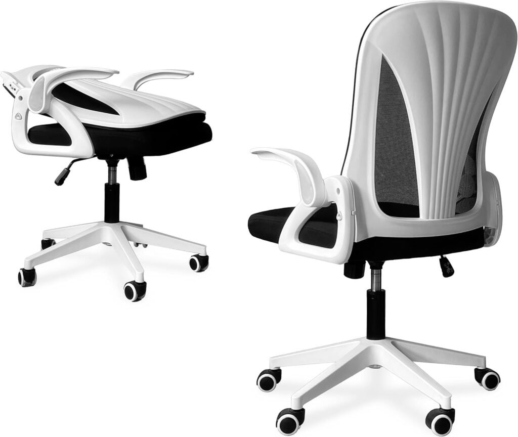 Model S | Folding Office Chair for Small Spaces | Gaming Chair for Adults  Kids | Ergonomic Mesh Computer Chair for Bedroom | Desk Chair for Home Work | (White  Black)