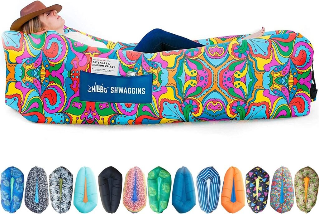 Chillbo Shwaggins Inflatable Couch – Cool Inflatable Lounger Easy Setup is Perfect for Beach Gear, Camping Fun and Festival Accessories.