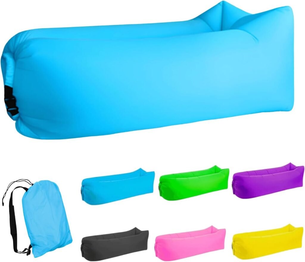 Inflatable Lounger Air Sofa Hammock, Inflatable Couch for Camping, Portable Waterproof Anti-Air Leaking Pouch Couch Air Chair for Outdoor, Beach, Hiking, Picnics, Music Festivals (Purple)
