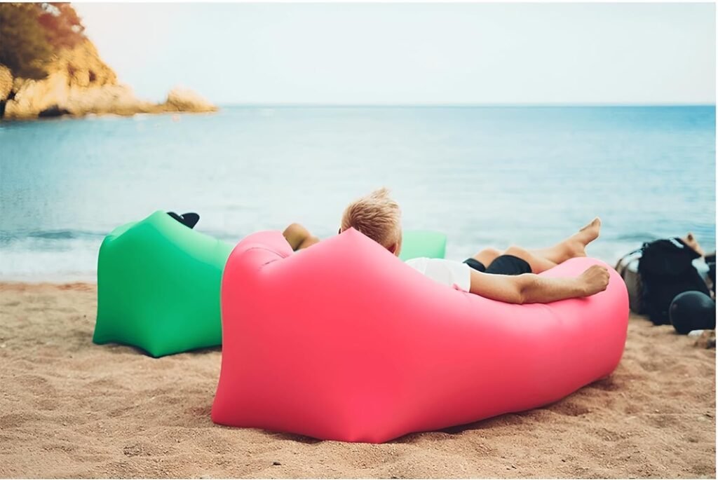 Inflatable Lounger Air Sofa Hammock, Inflatable Couch for Camping, Portable Waterproof Anti-Air Leaking Pouch Couch Air Chair for Outdoor, Beach, Hiking, Picnics, Music Festivals (Purple)
