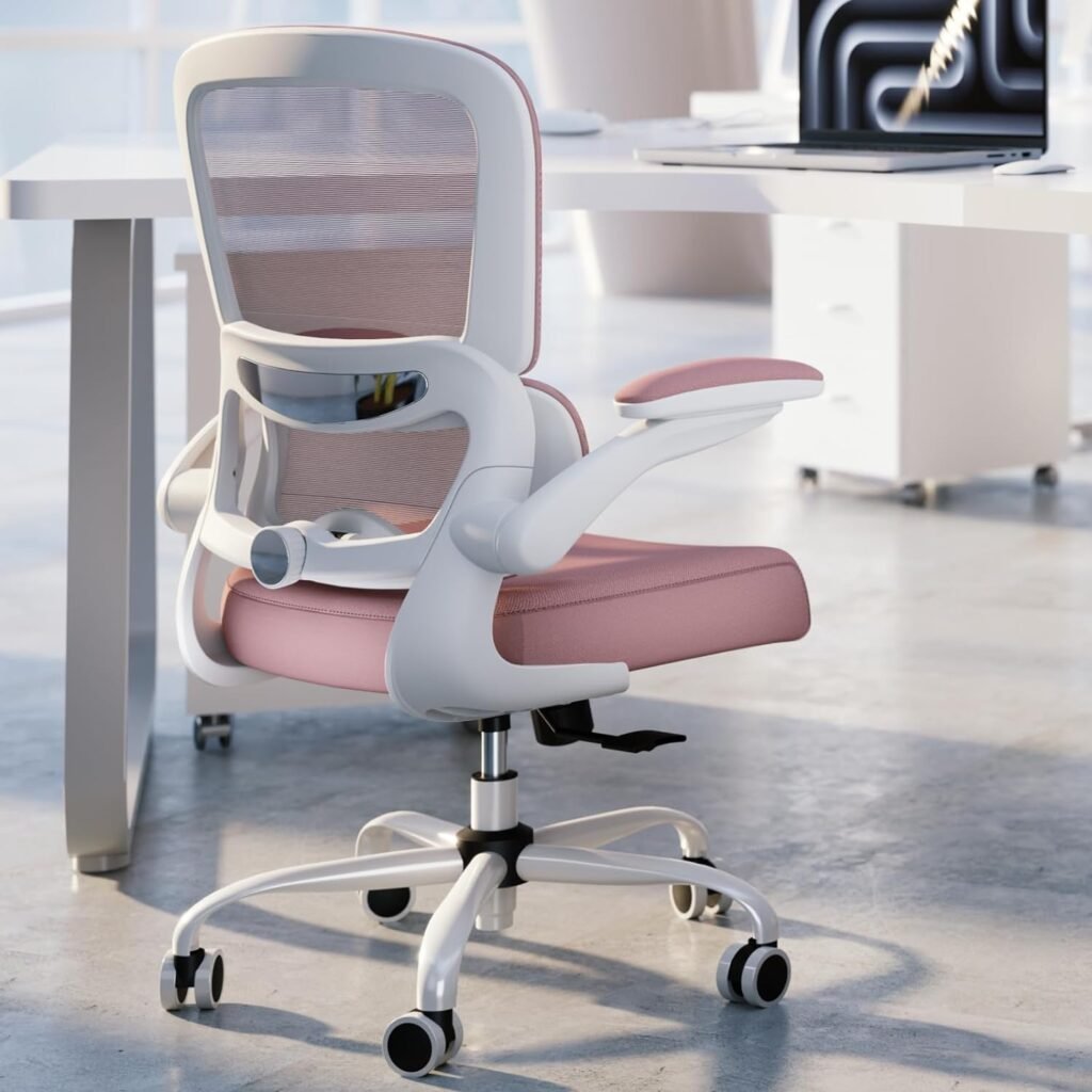 Office Chair - Ergonomic Desk Chair with Adjustable Lumbar Support, Mesh Computer Chair, Executive Chair for Home Office Comfortable Lumbar Support (White+Black)