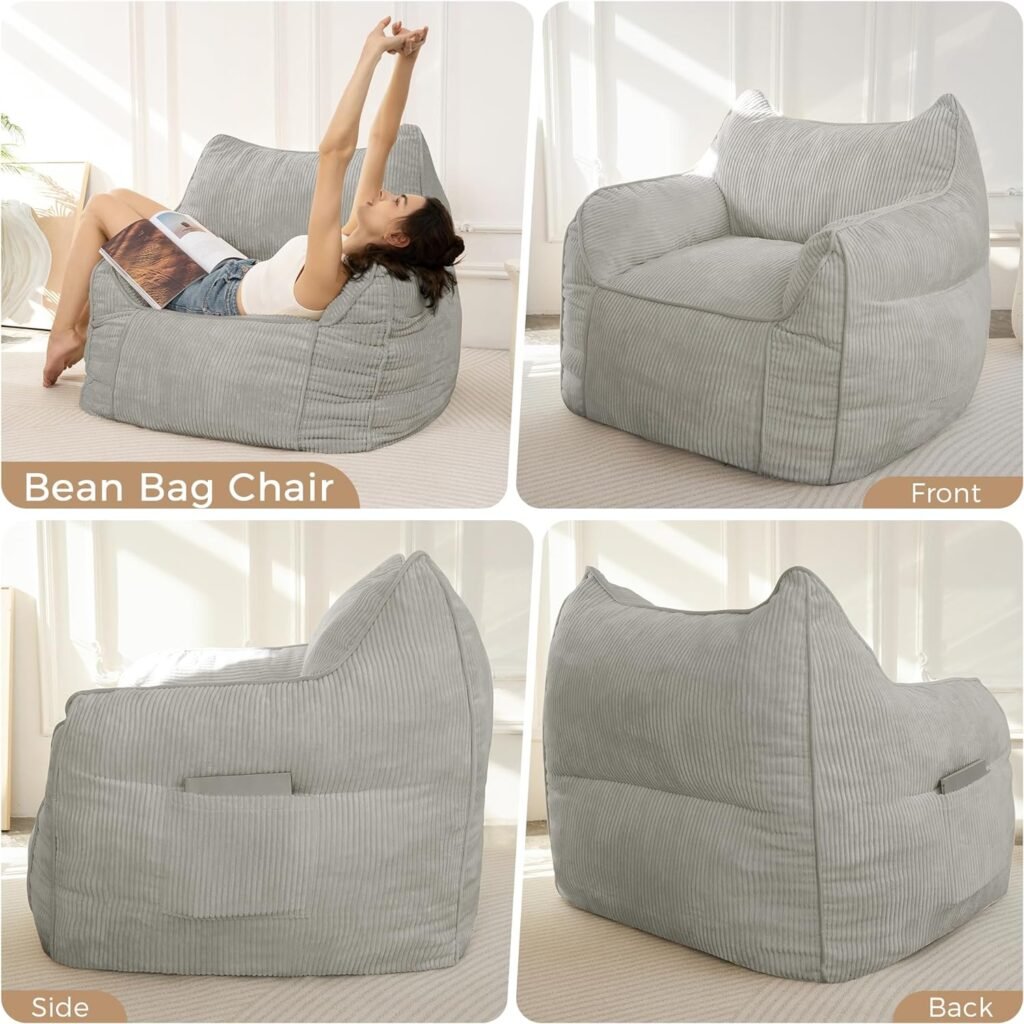 Bean Bag Chair Sofa High-Density Foam Filled BeanBag Chairs, Modern Accent Chair Ultra Soft Sofa Chair for Living Room, Bedroom