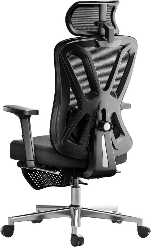 Hbada Ergonomic Office Chair, Desk Chair with Adjustable Lumbar Support and Height, Comfortable Mesh Computer Chair with Footrest 2D Headrest, Swivel Tilt Function Black