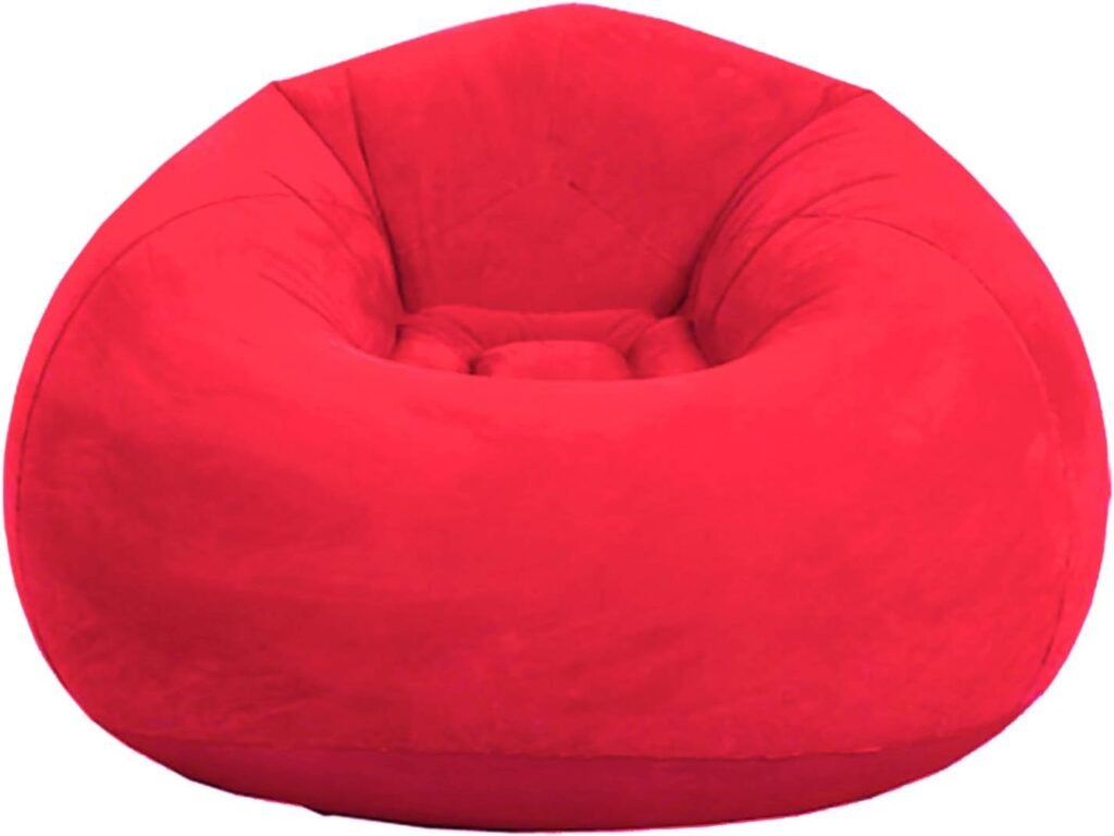 Beanless Bag Inflatable Chair, Air Sofa Outdoor Inflatable Lazy Sofa Chair, Washable Couch Bean Bag Chair Folding,for Organizing Plush Toys Or Memory Foam--Red